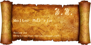 Welter Mária névjegykártya