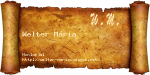 Welter Mária névjegykártya